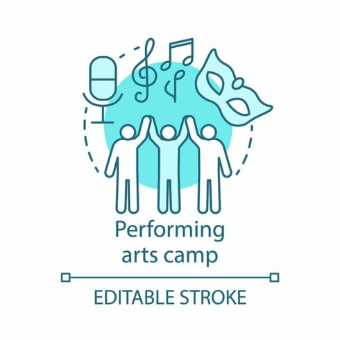 Performing arts camp concept icon cover image.