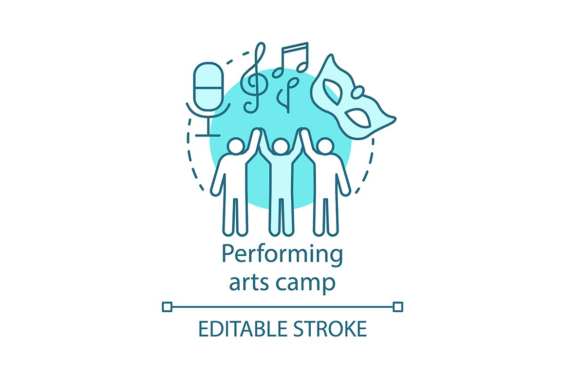 Performing arts camp concept icon cover image.