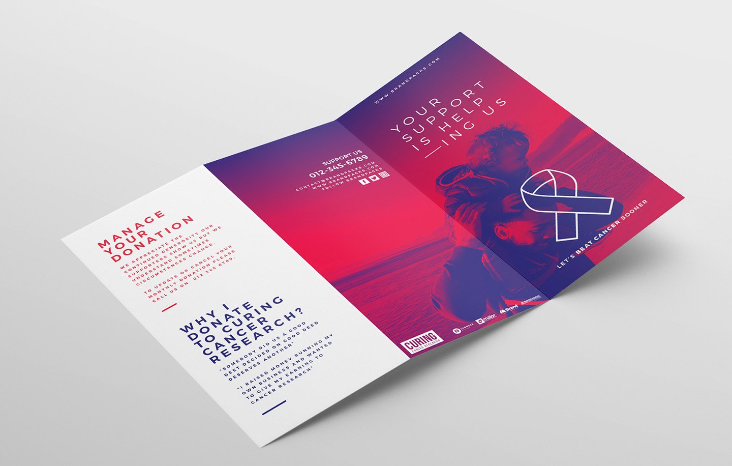 cancer charity tri fold brochure template outside 452