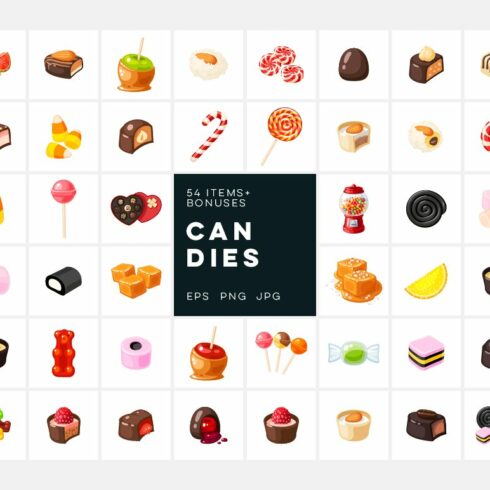 Candies vector set cover image.