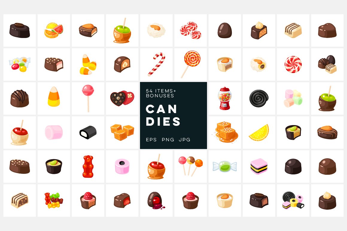 Candies vector set cover image.