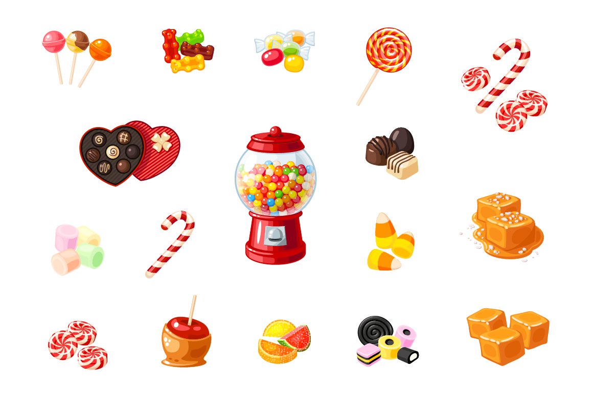 Candies vector set preview image.