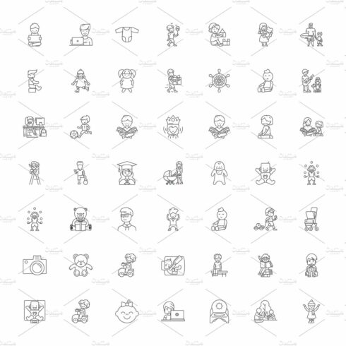 Baby linear icons, signs, symbols cover image.