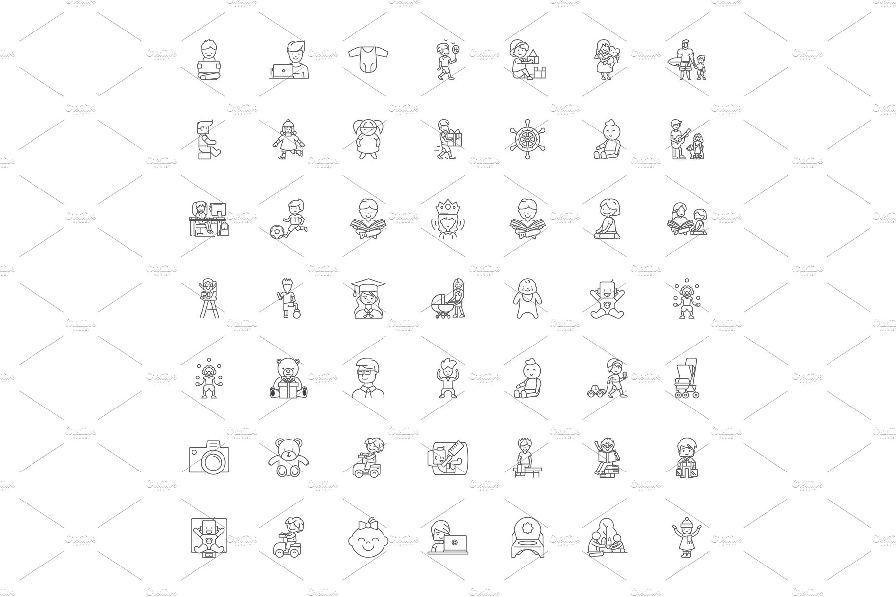 Baby linear icons, signs, symbols cover image.