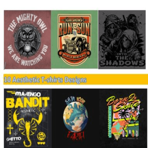 10 Aesthetic T-shirts Designs Bundle SVG Retro Collection cover image.