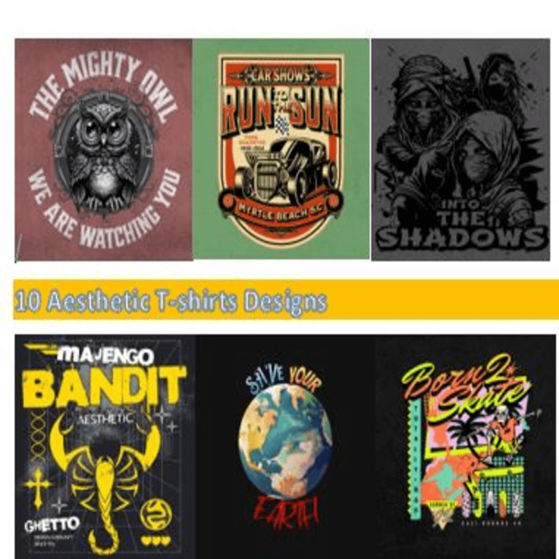 10 Aesthetic T-shirts Designs Bundle SVG Retro Collection preview image.