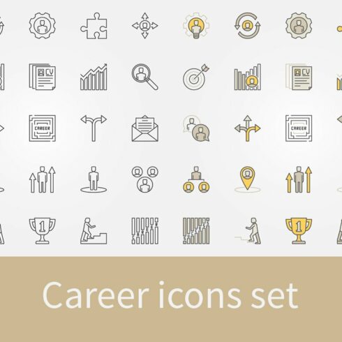 Career icons set cover image.