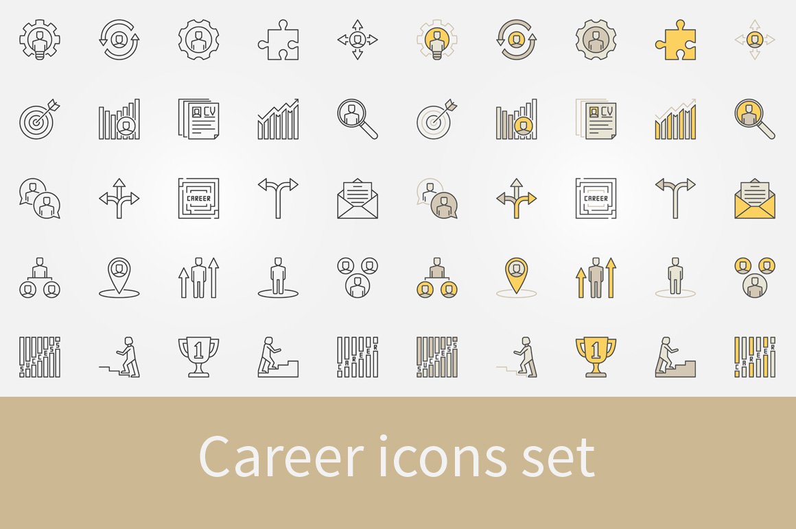 Career icons set cover image.