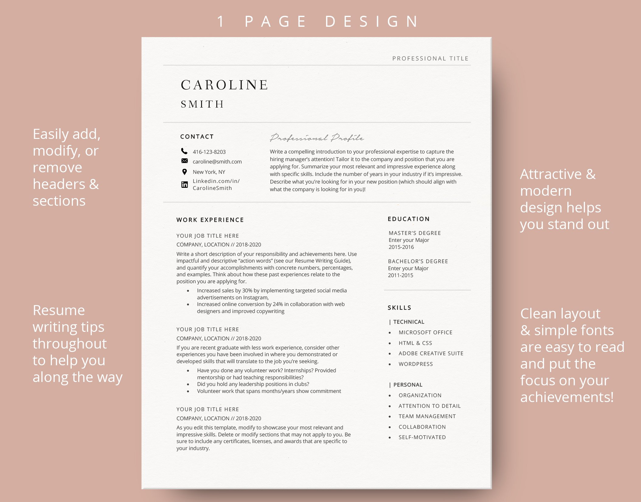 Resume template Word & cover letter preview image.
