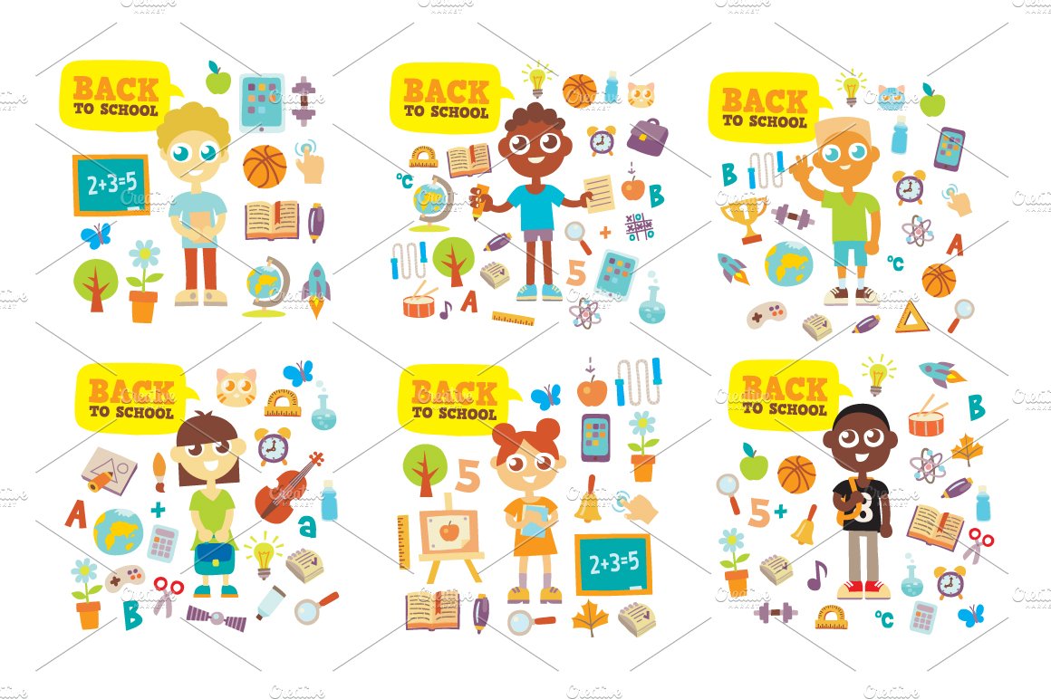 cartoon style icons and pattern 05 91