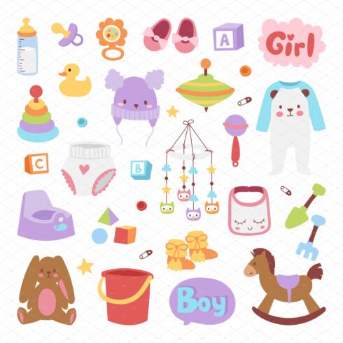 Baby icons set vector cover image.