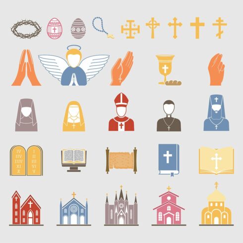 Christianity religion vector icons cover image.