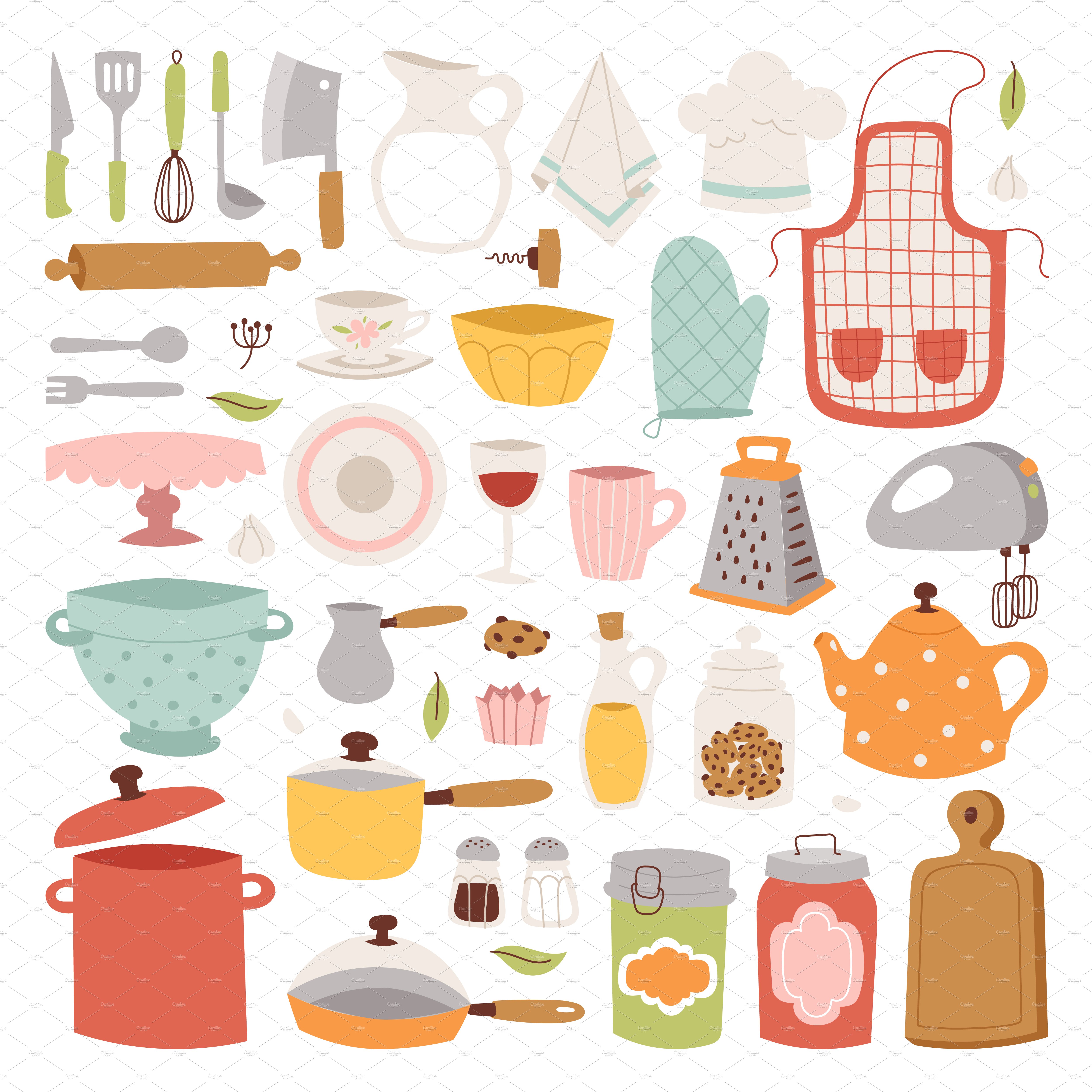 Kitchen and cooking icons set cover image.