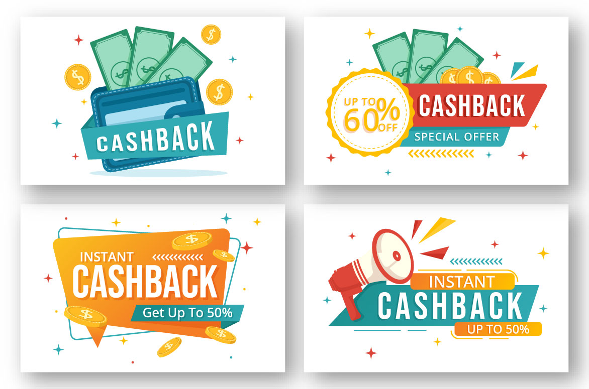 Four business cards with cash back and instant cashback.