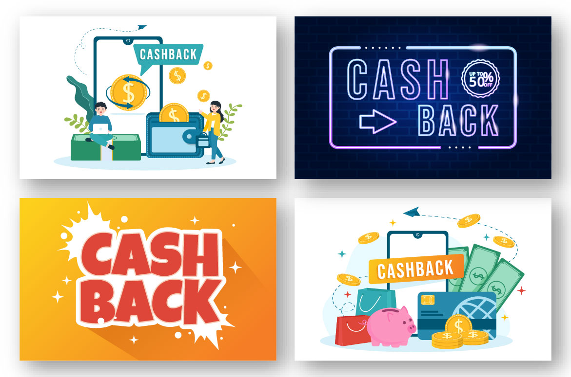 Four different types of cash back cards.