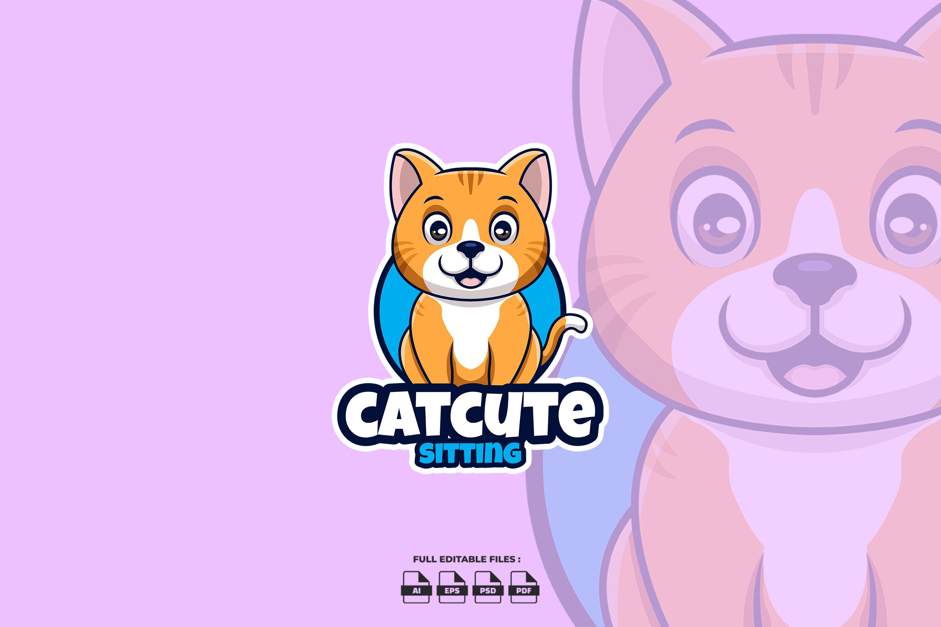 Cat Cute Sitting Mascot Logo cover image.