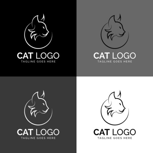 Cat line logo icon design vector cover image.