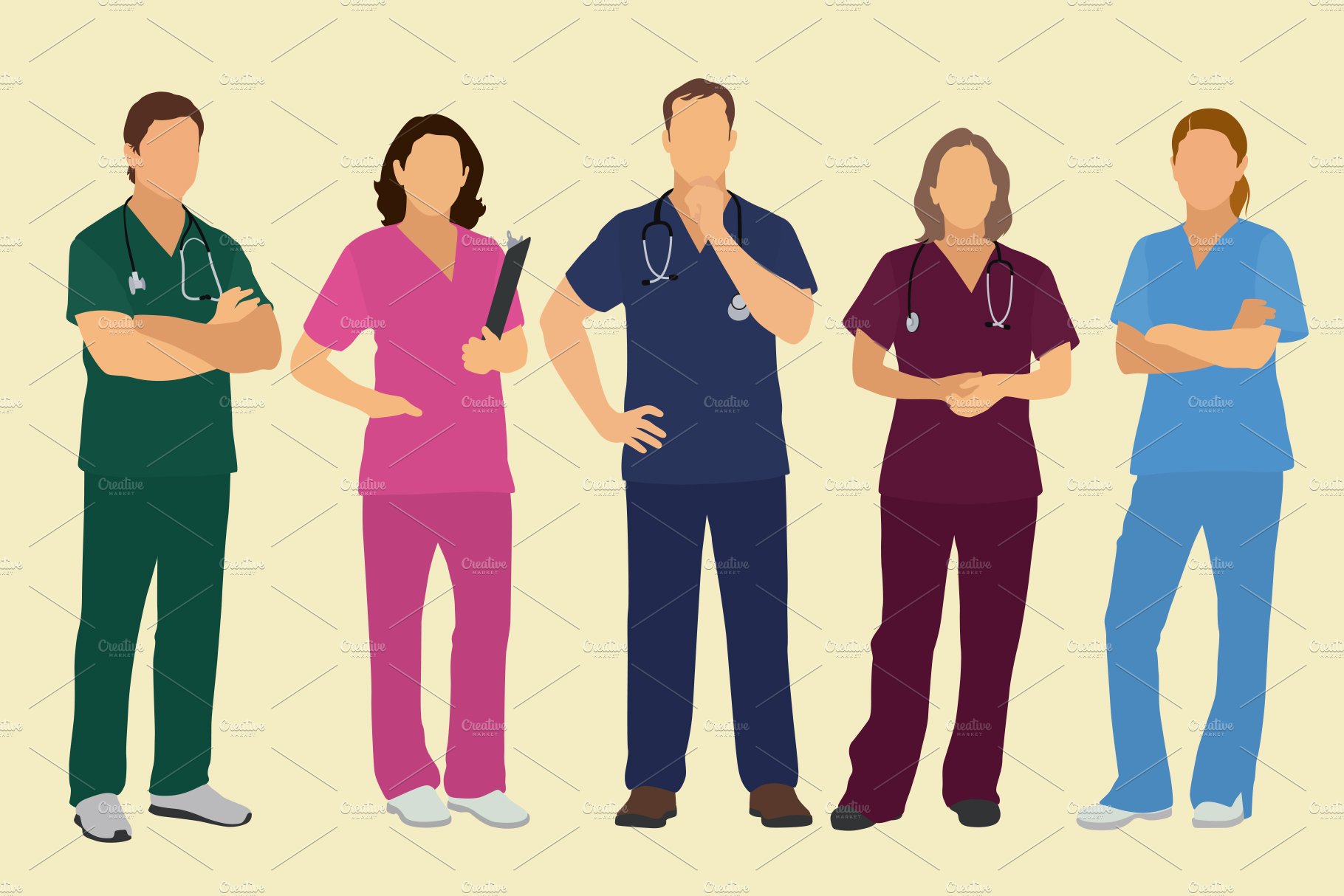 White Caucasian Doctors in Scrubs cover image.