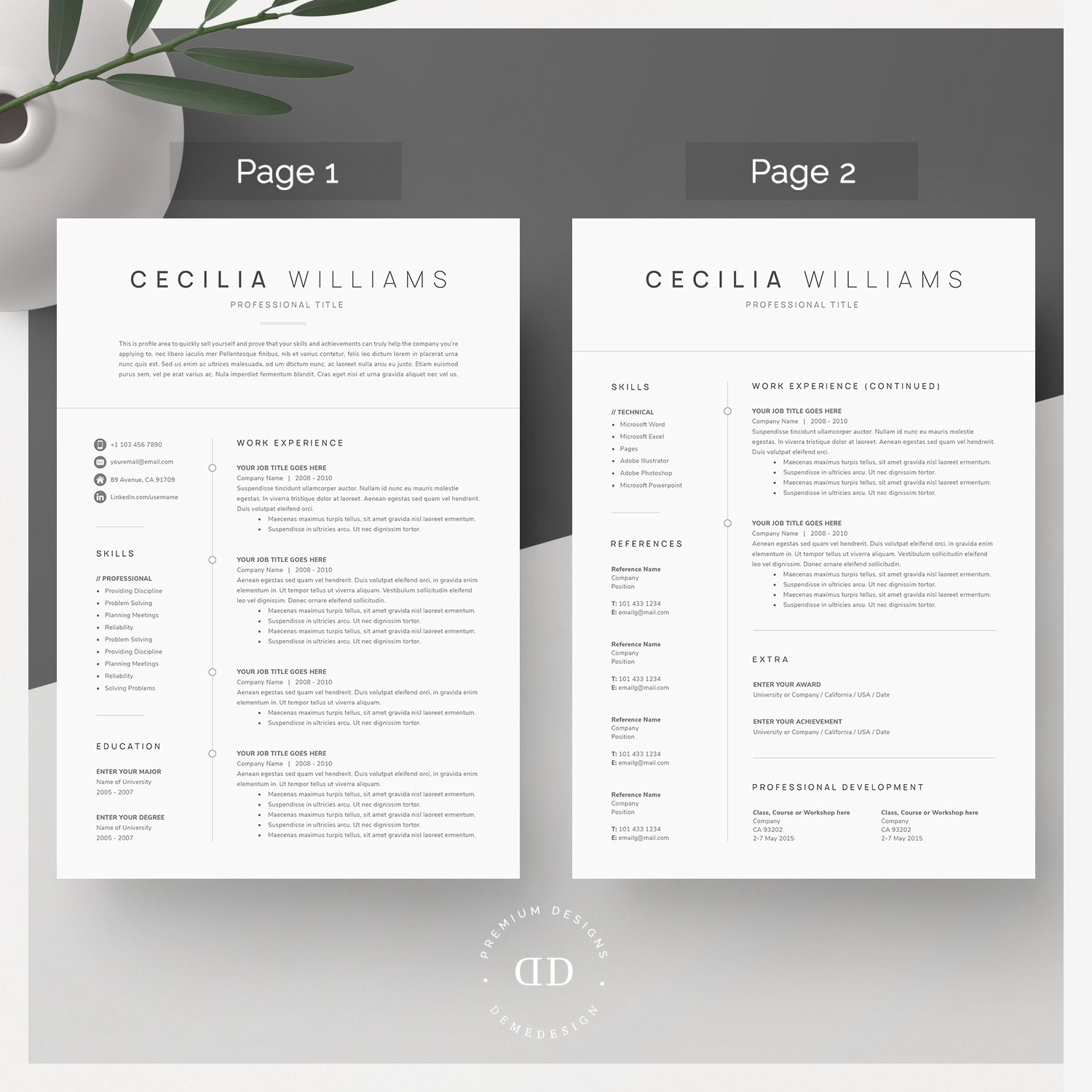Clean Modern Resume Template preview image.