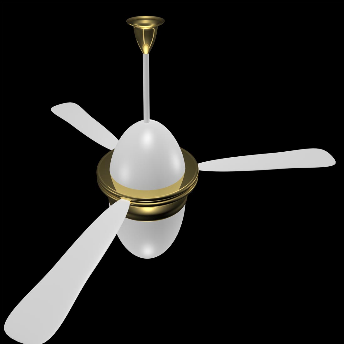 White ceiling fan with two white blades.