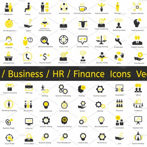 96 CEO / Business / HR vector icons cover image.