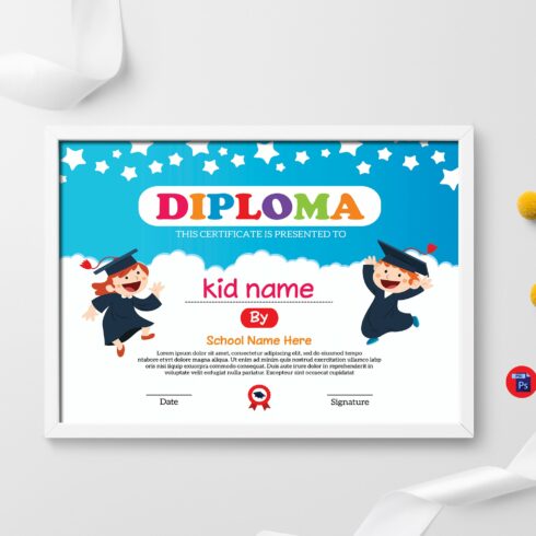 Certificate kids diploma cover image.