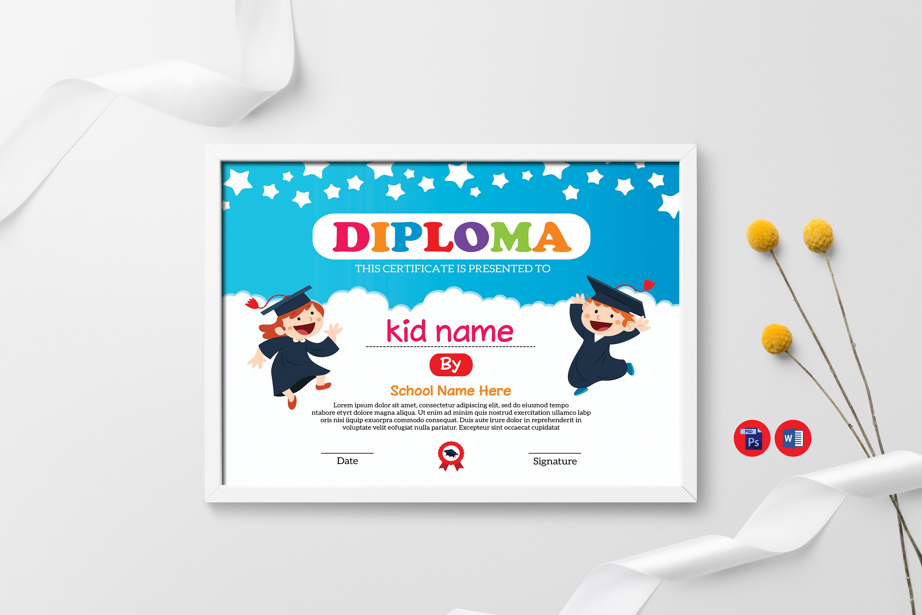 Certificate kids diploma cover image.