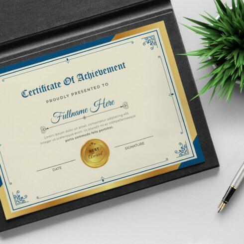 Certificate of Achievement Template cover image.