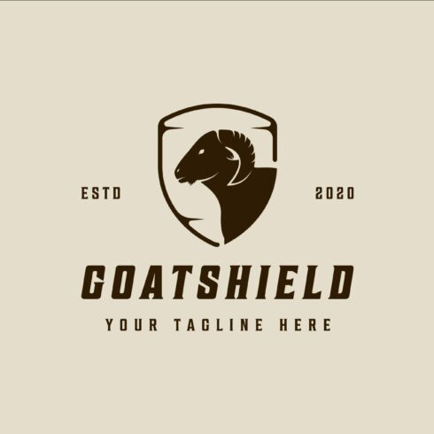 shield and goat logo vintage vector cover image.