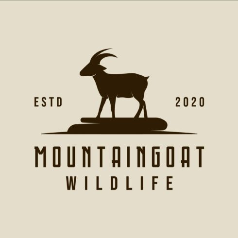 mountain goat logo vintage vector cover image.