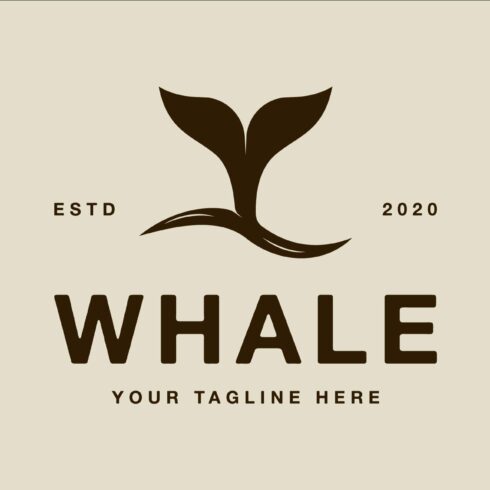 whale tail logo vintage vector cover image.
