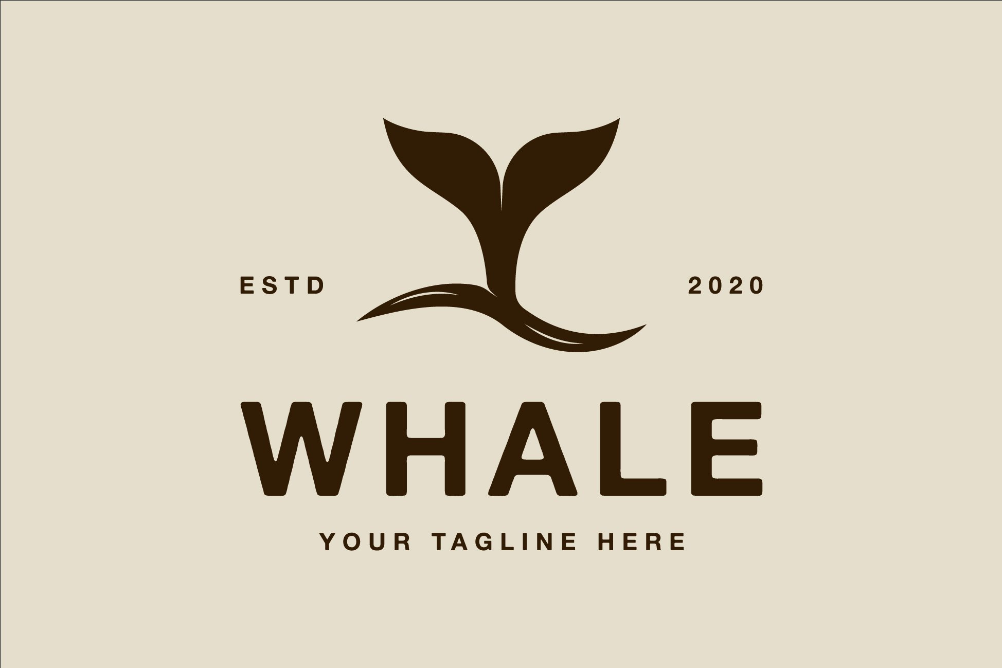 whale tail logo vintage vector cover image.