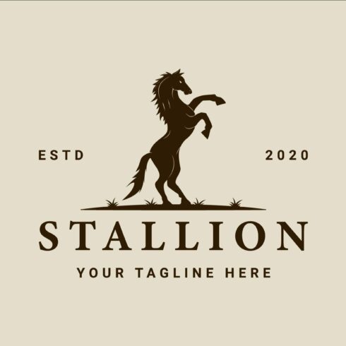 silhouette horse jumping logo vector cover image.