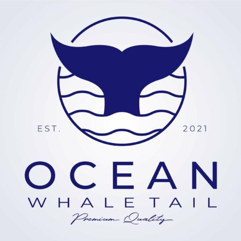 Ocean whale tail logo vector cover image.