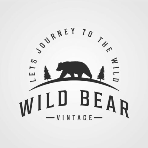 wild bear logo vintage vector cover image.