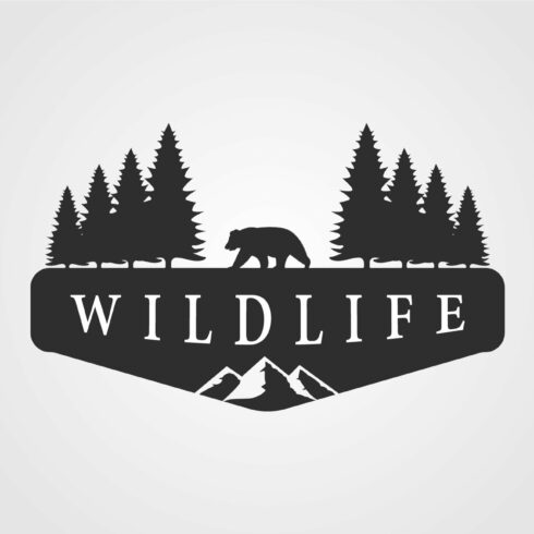 wild life bear logo vintage vector cover image.