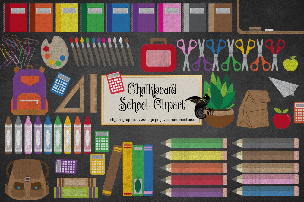 Chalkboard School Clip Art cover image.
