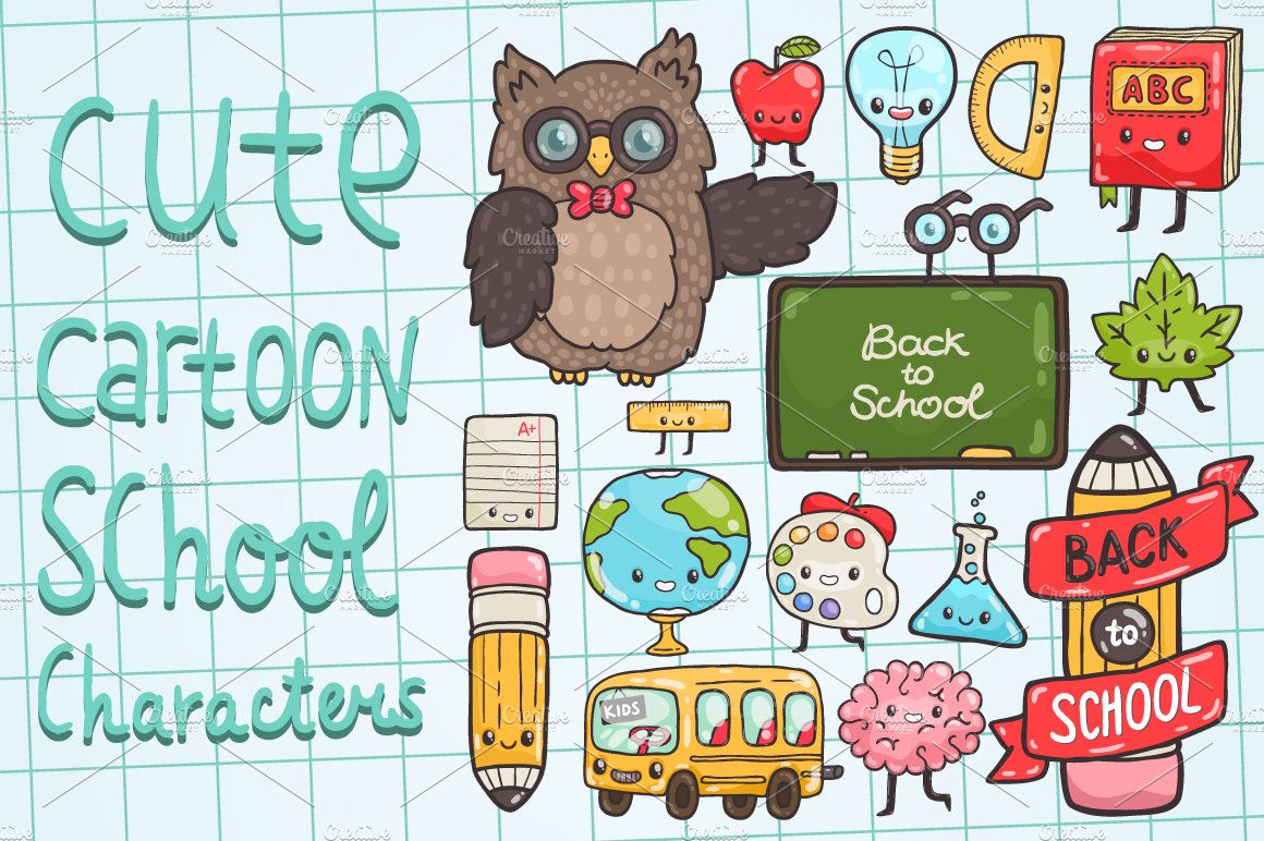 Back to School. Cute characters. cover image.