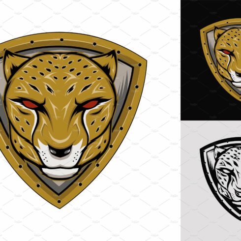 Logo cheetah face. Animal sport cover image.