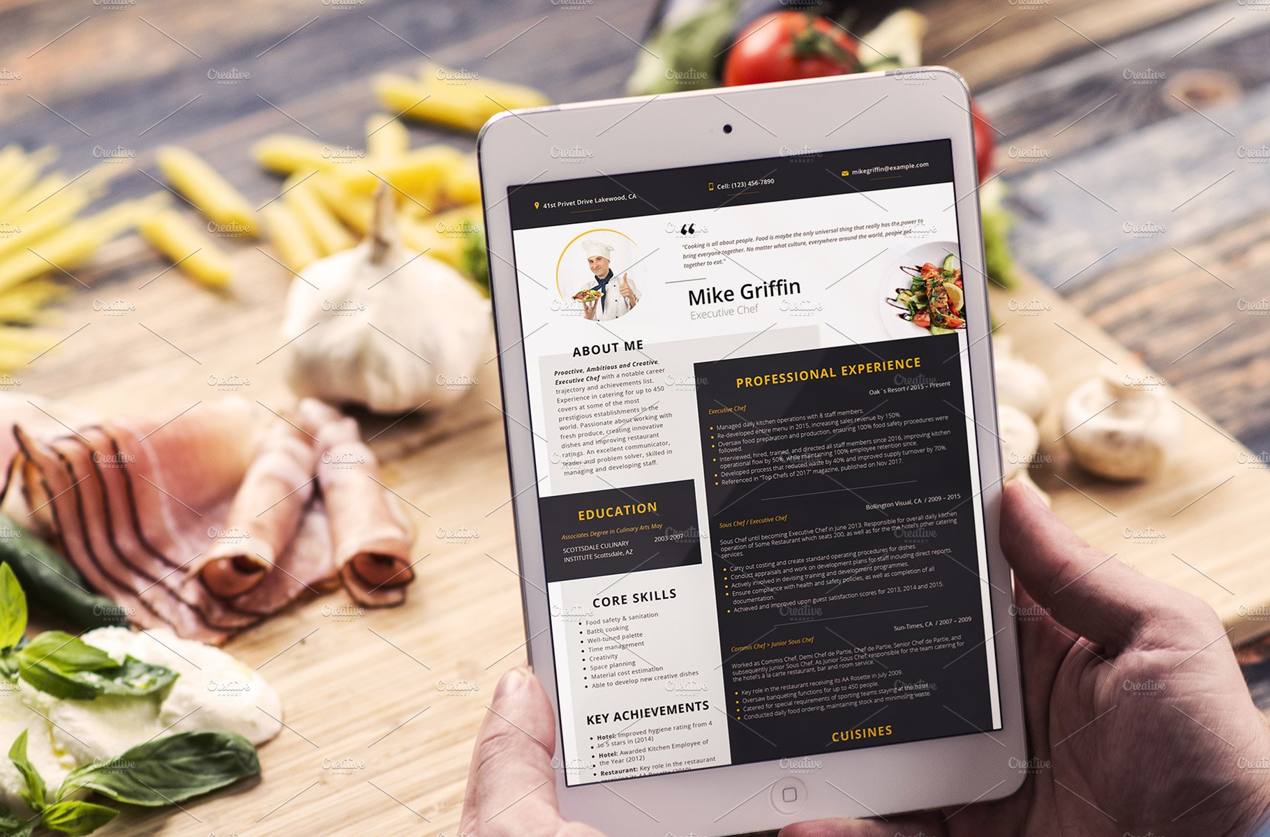 Editable Resume: Executive Chef preview image.