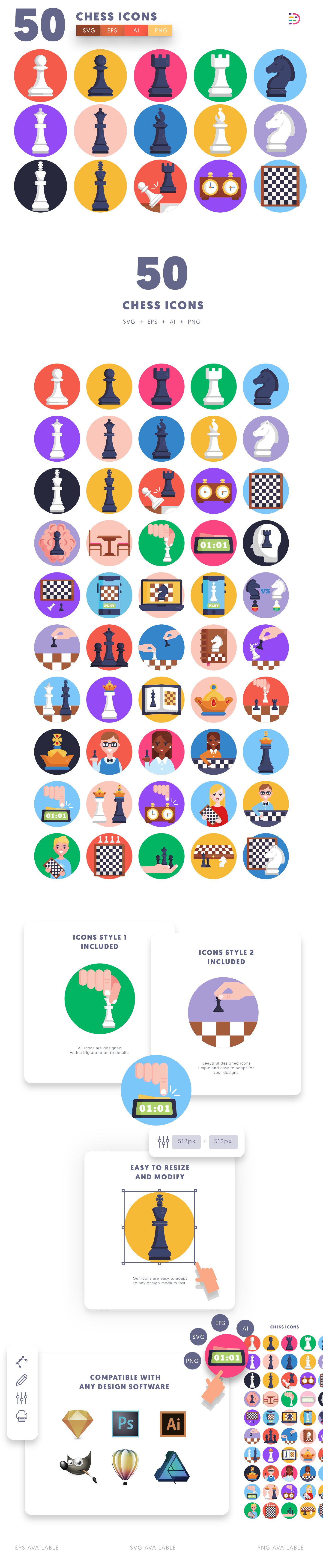 50 Chess Icons cover image.