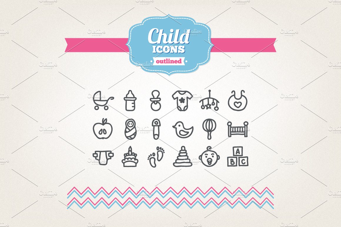 Hand drawn child icons cover image.