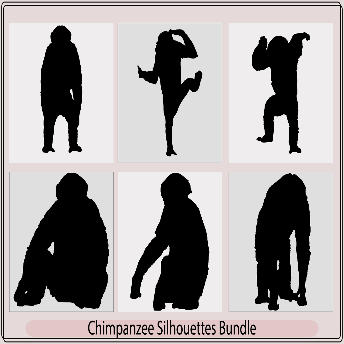 chimpanzee silhouettes,Chimpanzee icon silhouette,Chimpanzee monkey,Monkey silhouette preview image.