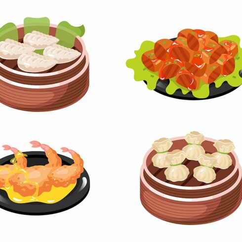 Chinese dishes color icons set cover image.