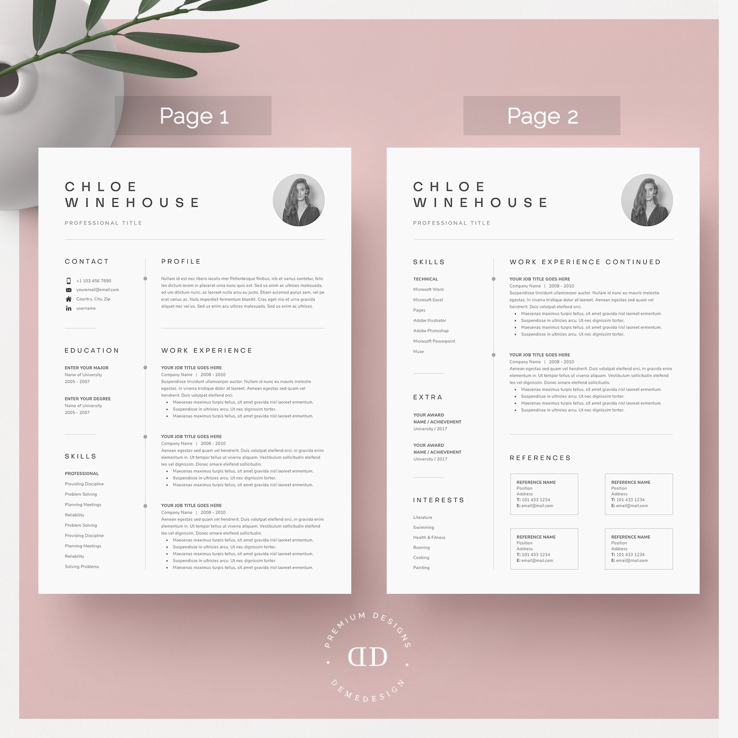 Word Resume & Cover Letter Template preview image.