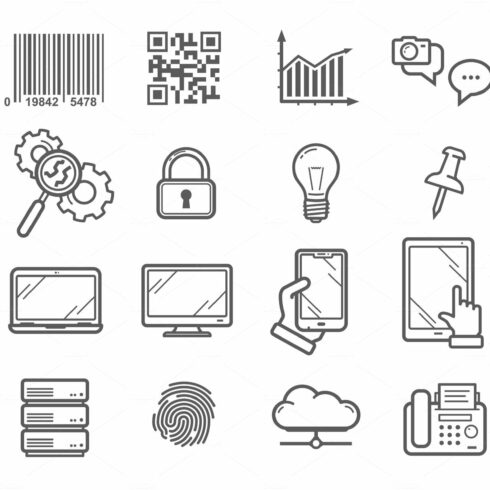 Technology and business icons cover image.