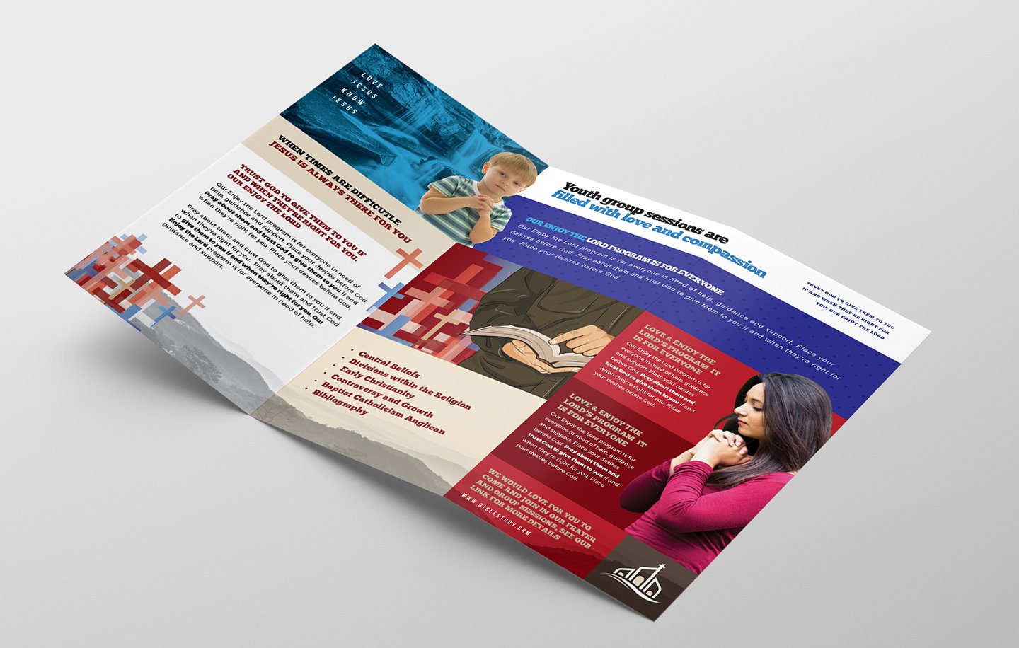 Church Trifold Brochure Template preview image.
