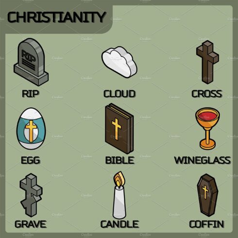 Christianity color icons cover image.