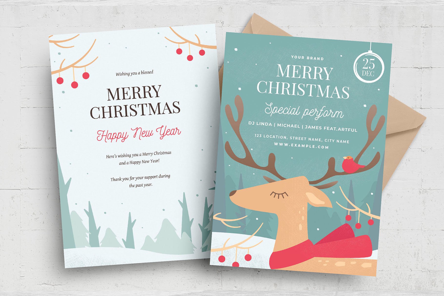 Merry Christmas Greetings Cards cover image.