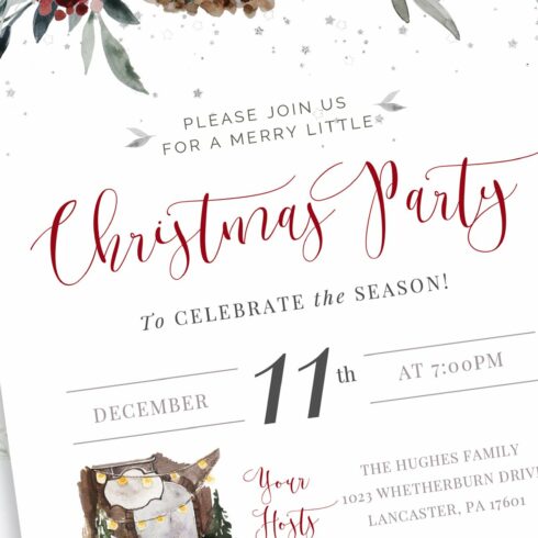 Christmas Party Invitation Template cover image.